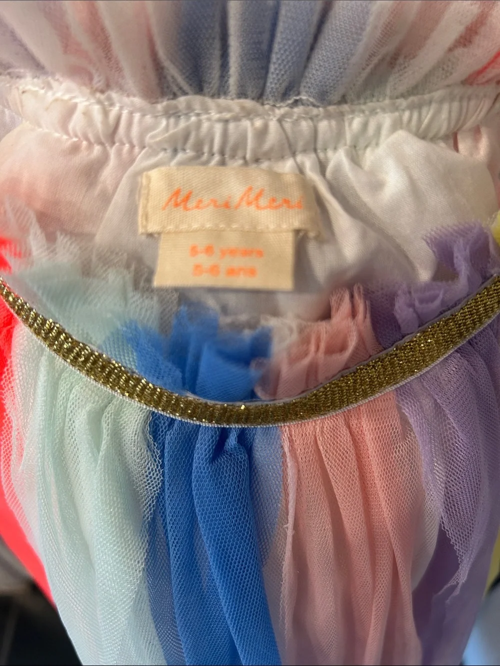 Meri Meri Rainbow Tulle Dress with Gold Straps